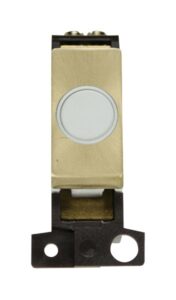 Click Scolmore - Click MiniGrid 20A Ingot Flex Outlet Module White- Satin Brass (MD017WHSB)