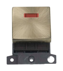Click Scolmore - Click MiniGrid 20A Dp Ingot Switch With Neon Antique Brass (MD023AB)