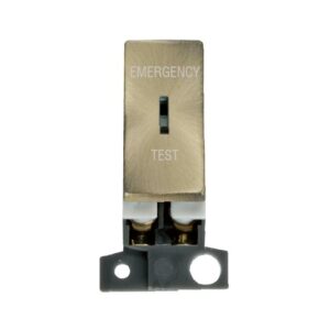 Click Scolmore - Click MiniGrid 13A Resistive Dp Ingot Keyswitch "Emergency Test" Antique Brass (MD029AB)