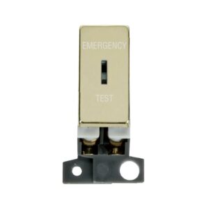 Click Scolmore - Click MiniGrid 13A Resistive Dp Ingot Keyswitch "Emergency Test" Brass (MD029BR)