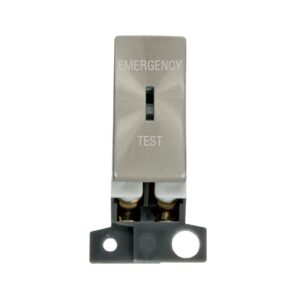 Click Scolmore - Click MiniGrid 13A Resistive Dp Ingot Keyswitch "Emergency Test" Brushed Stainless Steel (MD029BS)
