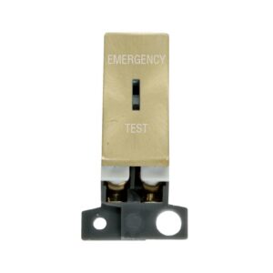 Click Scolmore - Click MiniGrid 13A Resistive Dp Ingot Keyswitch "Emergency Test" Satin Brass (MD029SB)