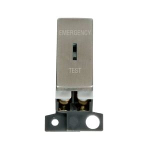 Click Scolmore - Click MiniGrid 13A Resistive Dp Ingot Keyswitch "Emergency Test" Stainless Steel (MD029SS)