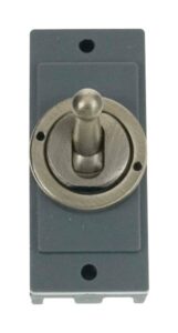 Click Scolmore - Click MiniGrid 10Ax 2 Way Toggle Switch Module Antique Brass (MD9102AB)