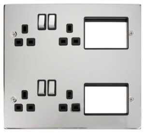 Click Scolmore - Click New Media 4 X 13A Dp Switched Sockets, (2X3) New Media Module Apertures (MP606CHBK)