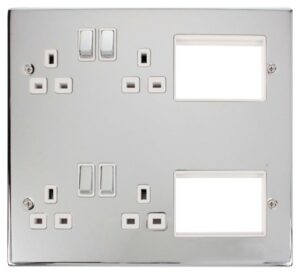 Click Scolmore - Click New Media Large New Media“ Part Furnished Front Plate 4 X 13A Dp Switched Sockets & 2 X 3 Apertures (MP606CHWH)