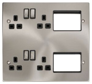 Click Scolmore - Click New Media 4 X 13A Dp Switched Sockets, (2X3) New Media Module Apertures (MP606SCBK)