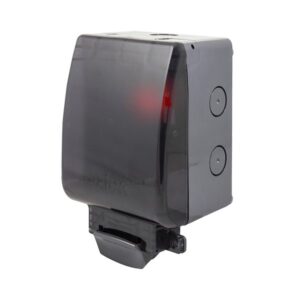 Click Essentials 1 Gang 13A Dp Ip66 Weatherproof Switched Socket Unit With Neon (Semi-Transparent Lid)