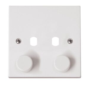 Click Polar Prw 2 Gang Double Dimmer Plate & Knobs
