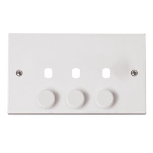 Click Polar Prw 3 Gang Double Dimmer Plate & Knobs