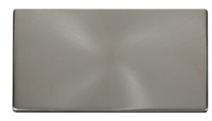 Click Scolmore - Click Definity 2 Gang Blank Plate Cover Plate Brushed Stainless (SCP061BS)