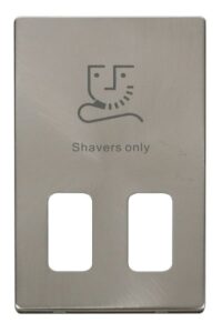 Click Scolmore - Click Definity Dual Voltage Shaver Socket Outlet Cover Plate Brushed Stainless (SCP100BS)