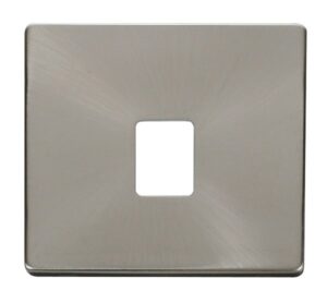Click Scolmore - Click Definity Single Rj11/Rj45 Socket Outlet Cover Plate Brushed Stainless (SCP115BS)