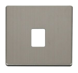 Click Scolmore - Click Definity Single Rj11/Rj45 Socket Outlet Cover Plate Stainless Steel (SCP115SS)