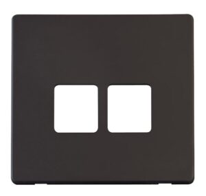 Click Scolmore - Click Definity Twin Telephone Socket Cover Plate Black (SCP121BK)