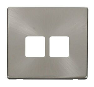 Click Scolmore - Click Definity Twin Telephone Socket Cover Plate Brushed Stainless (SCP121BS)