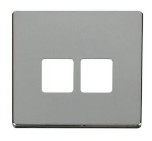Click Scolmore - Click Definity Twin Telephone Socket Cover Plate Chrome (SCP121CH)