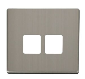 Click Scolmore - Click Definity Twin Telephone Socket Cover Plate Stainless Steel (SCP121SS)