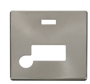 Click Scolmore - Click Definity Connection Unit With Flex Outlet & Neon Cover Plate Brushed Stainless (SCP153BS)