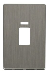 Click Scolmore - Click Definity 45A 2 Gang Plate Switch With Neon Cover Plate Stainless Steel (SCP203SS)