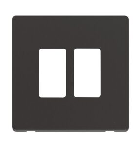 Click Scolmore - Click GridPro 2 Gang GridPro Frontplate Black (SCP20402BK)