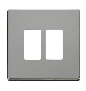 Click Scolmore - Click GridPro 2 Gang GridPro Frontplate Polished Chrome (SCP20402CH)