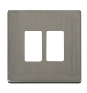 Click Scolmore - Click GridPro 2 Gang GridPro Frontplate Stainless Steel (SCP20402SS)