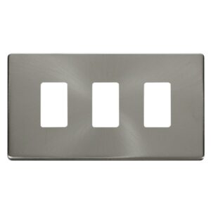 Click Scolmore - Click GridPro 3 Gang GridPro Frontplate Brushed Stainless (SCP20403BS)