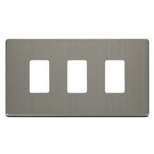 Click Scolmore - Click GridPro 3 Gang GridPro Frontplate Stainless Steel (SCP20403SS)