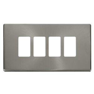 Click Scolmore - Click GridPro 4 Gang GridPro Frontplate Brushed Stainless (SCP20404BS)