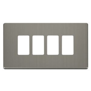 Click Scolmore - Click GridPro 4 Gang GridPro Frontplate Stainless Steel (SCP20404SS)