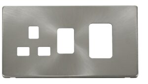 Click Scolmore - Click Definity 45A Switch 13A Switched Socket Cover Plate Brushed Stainless (SCP204BS)