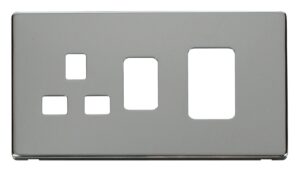 Click Scolmore - Click Definity 45A Switch 13A Switched Socket Cover Plate Chrome (SCP204CH)