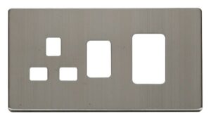 Click Scolmore - Click Definity 45A Switch 13A Switched Socket Cover Plate Stainless Steel (SCP204SS)