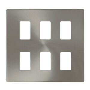 Click Scolmore - Click GridPro 6 Gang GridPro Frontplate Brushed Stainless (SCP20506BS)