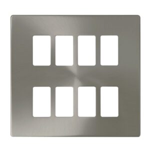 Click Scolmore - Click GridPro 8 Gang GridPro Frontplate Brushed Stainless (SCP20508BS)