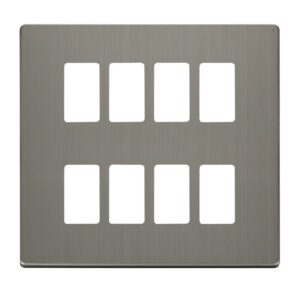 Click Scolmore - Click GridPro 8 Gang GridPro Frontplate Stainless Steel (SCP20508SS)