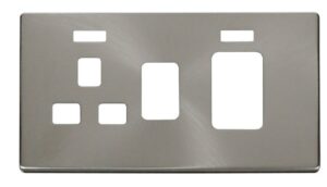 Click Scolmore - Click Definity 45A Switch 13A Sw. Socket With Neons Cover Plate Br. Stainless (SCP205BS)