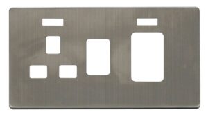 Click Scolmore - Click Definity 45A Switch 13A Switched Socket With Neons Cover Plate St. Steel (SCP205SS)