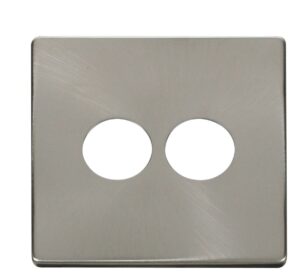 Click Scolmore - Click Definity 2 Gang Toggle Switch Cover Plate Brushed Stainless (SCP222BS)