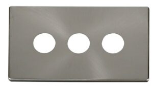 Click Scolmore - Click Definity 3 Gang Toggle Switch Cover Plate Brushed Stainless (SCP223BS)