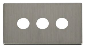 Click Scolmore - Click Definity 3 Gang Toggle Switch Cover Plate Stainless Steel (SCP223SS)