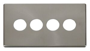 Click Scolmore - Click Definity 4 Gang Toggle Switch Cover Plate Brushed Stainless (SCP224BS)