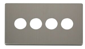 Click Scolmore - Click Definity 4 Gang Toggle Switch Cover Plate Stainless Steel (SCP224SS)