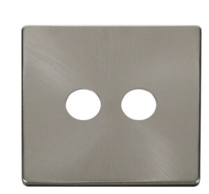 Click Scolmore - Click Definity Twin Coaxial Socket Cover Plate Brushed Stainless (SCP232BS)