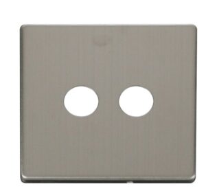 Click Scolmore - Click Definity Twin Coaxial Socket Cover Plate Stainless Steel (SCP232SS)