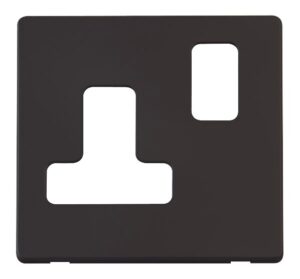 Click Scolmore - Click Definity 15A Round Pin Switched Socket Cover Plate Black (SCP234BK)
