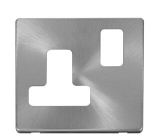 Click Scolmore - Click Definity 15A Round Pin Switched Socket Cover Plate Brushed Stainless (SCP234BS)
