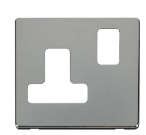 Click Scolmore - Click Definity 15A Round Pin Switched Socket Cover Plate Chrome (SCP234CH)