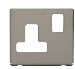 Click Scolmore - Click Definity 15A Round Pin Switched Socket Cover Plate Stainless Steel (SCP234SS)